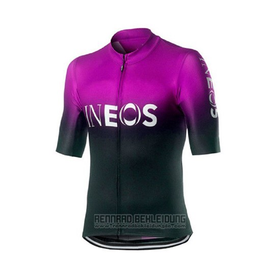 2019 Fahrradbekleidung Castelli Ineos Shwarz Volett Trikot Kurzarm und Tragerhose - zum Schließen ins Bild klicken